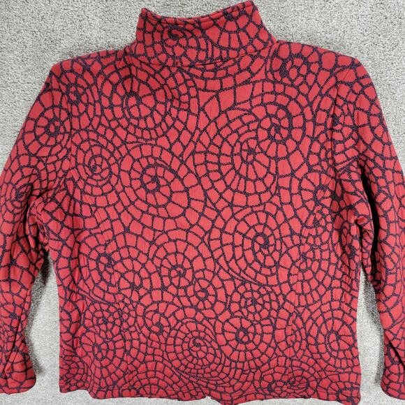 Vintage Rafael Sport Jacket Womens M Red‎ Black Printed Zip Up High Neck Pockets - Picture 2 of 15